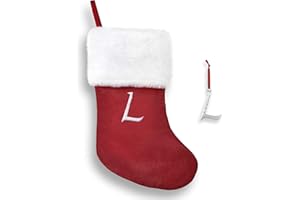 Regent Square 2023 Christmas Stocking & Ornament Set with Fine European Crystals, 18” Monogram Stocking and Silver Plated Monogram Ornament, Xmas Gift Set for Holiday- Letter L