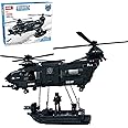 Pave Hawk Helicopter Building Block Set, SWAT Airplane with Warship Building Kit, 1251 PCS Military STEM Toys for Teens