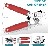 Lychico 3-in-1 Tin Opener Heavy Duty Red Stainless Steel Handheld view 3