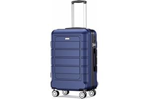 SHOWKOO Carry-On Luggage PC+ABS Durable Hardside Suitcase with Spinner Wheels TSA LOCK, 20-Inch, Blue