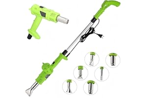 KKPOT 3 in 1 Electric Weed Burner,Electric Thermal Weeding Stick, Garden Weeder Tool with 5 Replacement Nozzles for Flame Weeding,Roofing,Melting Ice (Green)