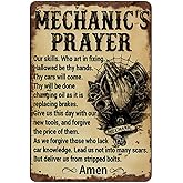 Mechanic's Prayer Our Skills Who Art in Fixing Gift for Mechanic Vintage Metal Sign Plaque Metal Funny Tin Sign Entryway Decor Gallery Wall Signs 8x5.5 Inch