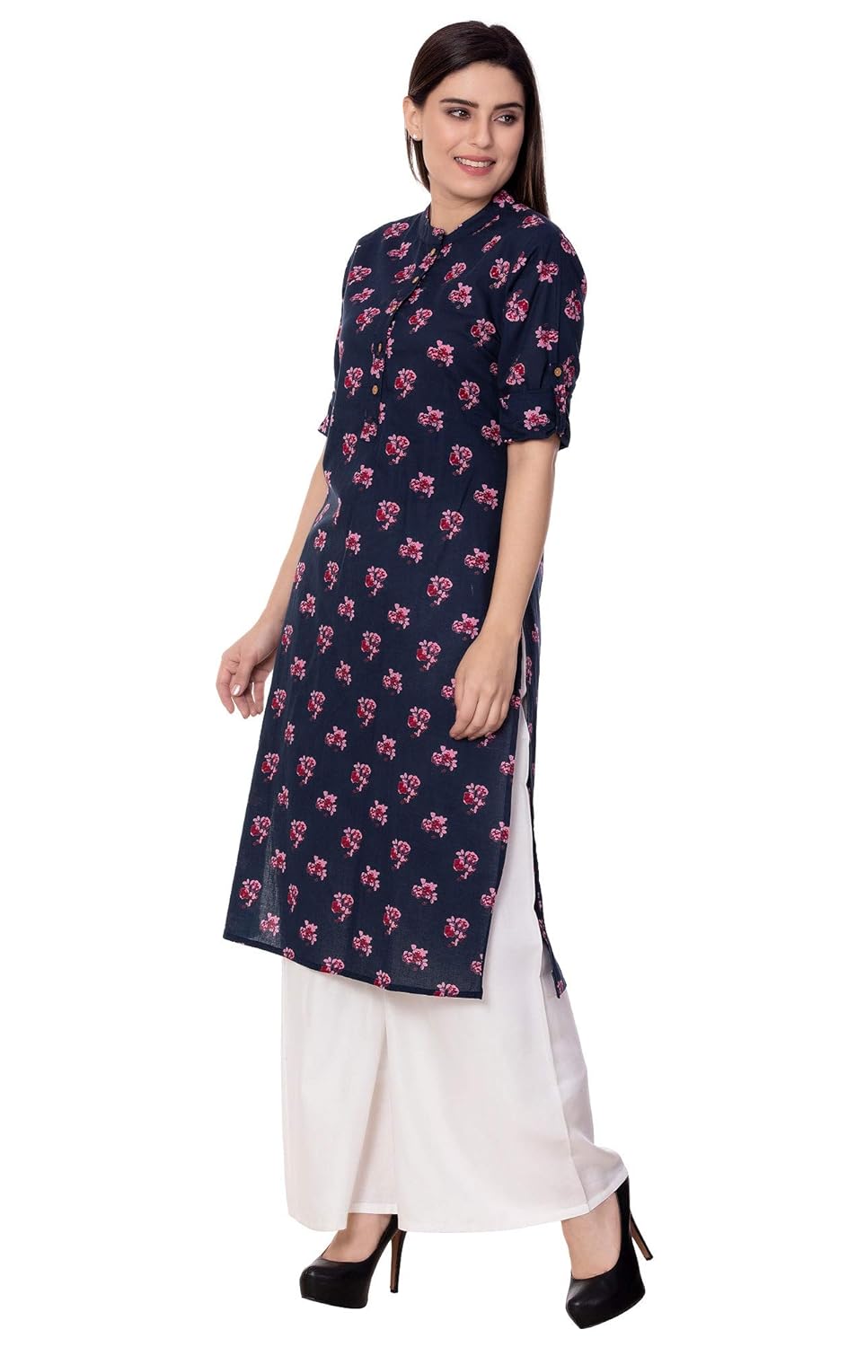 arayna women's straight cotton printed party wear kurti