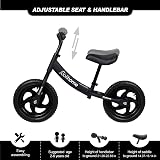 Stream 12 Inch Balance Bike Carbon Steel Frame No Pedal for Kids 2-6 Black view 3