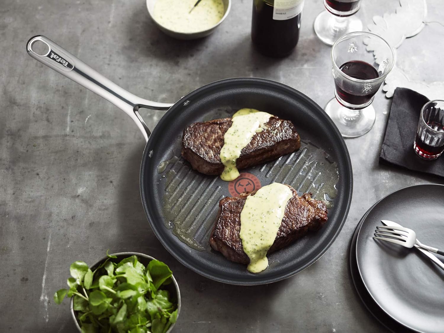 Tefal Collection E475S544 5-Piece Stainless Steel Tri-Ply Induction Saucepan with 2 Handles 28 cm with Glass Lid + 26 cm Frying Pan + 18/20 cm Saucepans with Glass Lid + 28 cm Wok Pan - Image 5