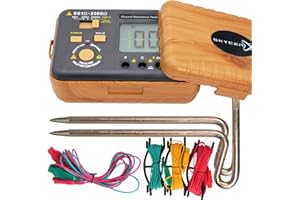 SKYCENX VC4105A Earth Resistance Tester Digital Grounding Resistance Meter 20/200/2000Ω Ground Resistance 750V AC Voltage Measure Backlight LCD Display Data Hold