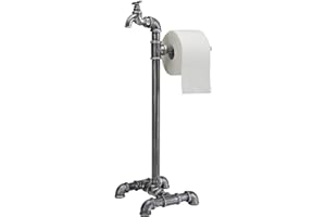 Barnyard Designs Industrial Toilet Paper Holder Stand - Rustic Vintage Decorative Standing Toilet Roll Holder 26” x 7.5”