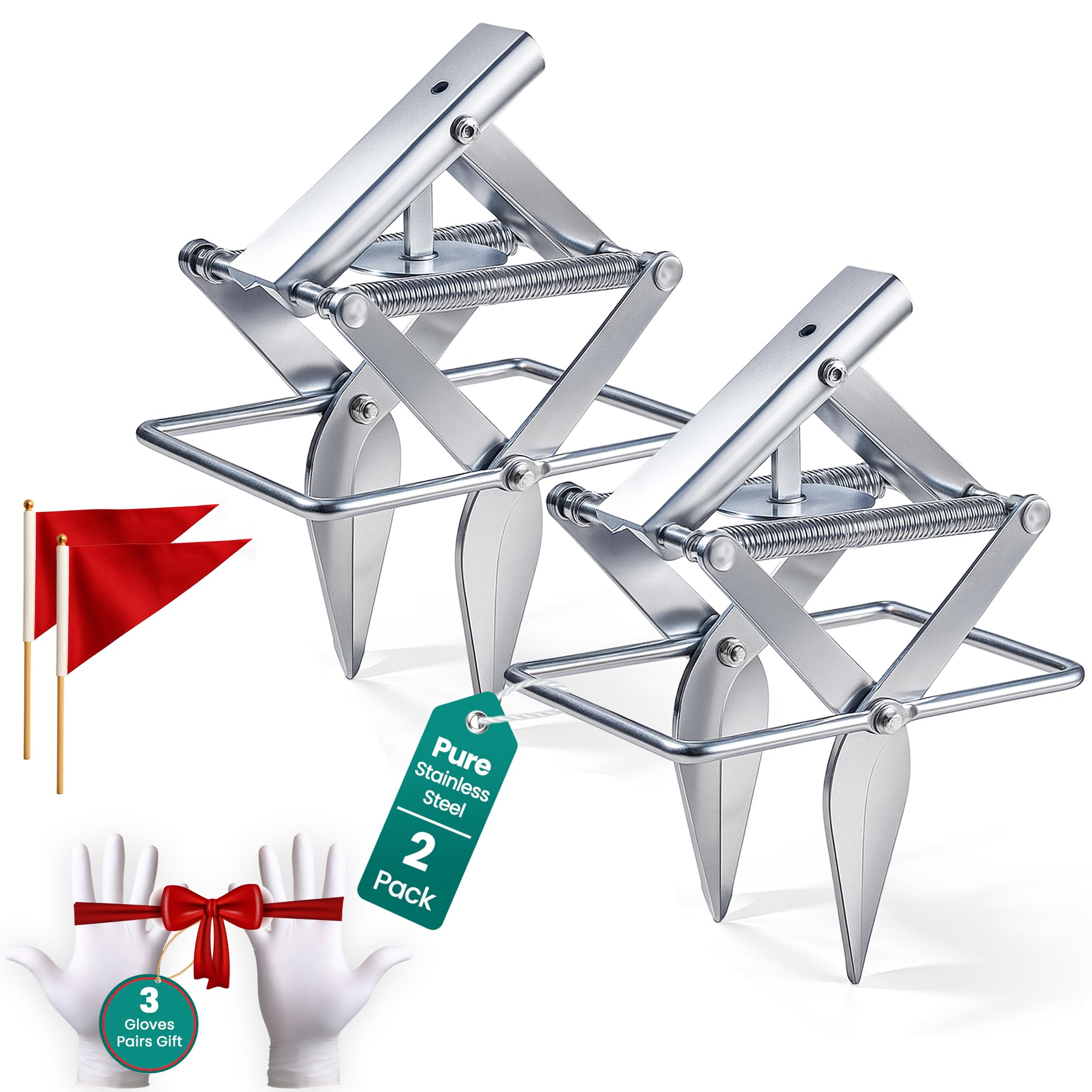 Photo 1 of 2 PCs Mole Traps Scissors, Reusable Silver Galvanized Steel Scissor Trap for Outdoor Lawn Use & Garden, Easy to Use Design Ensures Quick Capture of Moles Gophers