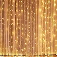 LED String Fairy Curtain Light 300 LED Lights 8 Modes Control Decoration USB Powered Lights for Curtain Christmas Bedroom Party Wedding Home Garden(9.8ft X 9.8ft ，Warm White)