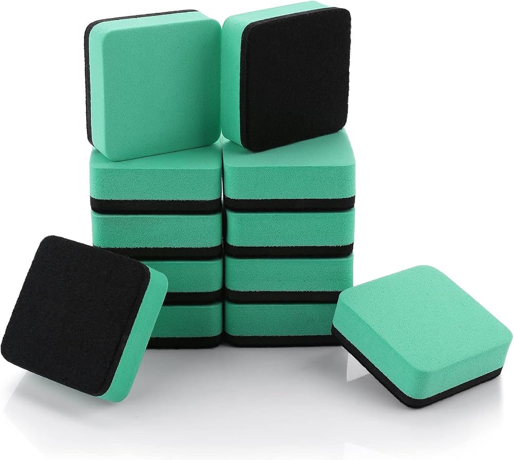 Cobee Mini Dry Erase Erasers 12pcs Magnetic Whiteboard Eraser Green