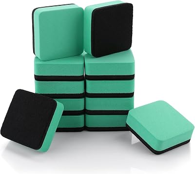 Cobee Mini Dry Erase Erasers 12pcs Magnetic Whiteboard Eraser Green