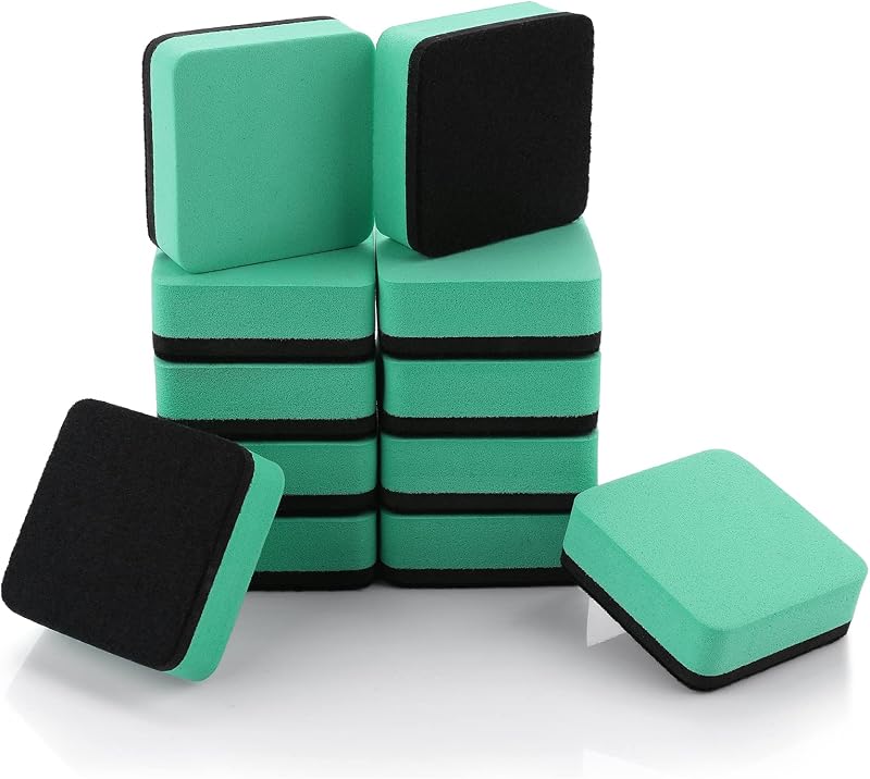 Cobee Mini Dry Erase Erasers 12pcs Magnetic Whiteboard Eraser Green