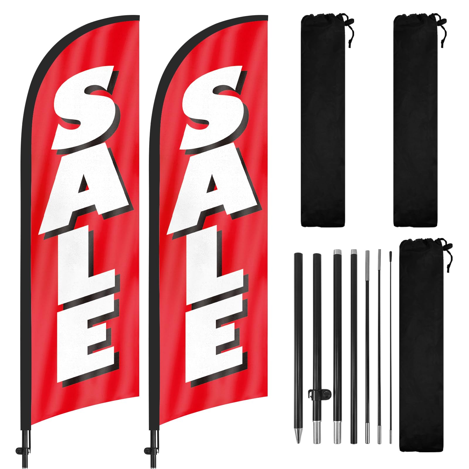 Photo 1 of FSFLAG Sale Feather Flags, 8Ft Swooper Feather Flag for Sale Business 2Pack (Red)