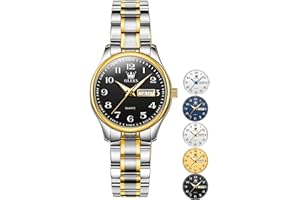 OLEVS Women's Stainless Steel Watch with Day Date, Small Wrist Simple Watch for Women, Elegant Waterproof Analog Quartz Ladie