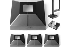 Hulave Split Post Base Cover, Fits 1"x1" Post/3.5"x3.5" Base, for Indoor/Outdoor Iron Railing, Fence, Stair Post Base Decorative Skirt Covers (4Pack-Black)