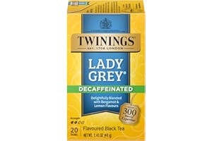 Twinings Tea Lady Grey Decaffeinated Tea - Delicate Citrusy Flavor and Uplifting Aroma, Decaf Black Tea Bags Individually Wrapped, 20 Count