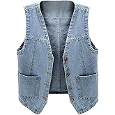 MINTLIMIT Women's Cropped Denim Vest Top 2025 Y2K Casual V Neck Button Down Sleeveless Waistcoat Jean Jacket