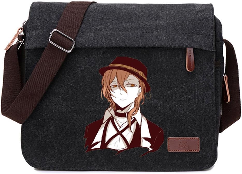 Gumstyle Bungo Stray Dogs Anime Cosplay Canvas Messenger Bag Laptop Bags Schoolbag for Boys Girls Black 4