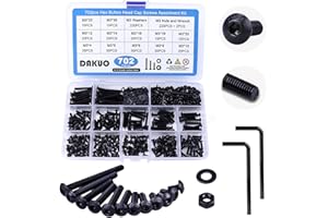 DAKUO 702PCS Metric M3 Screw Assortment, Hex Button Head Cap M3 Machine Screws Bolts and Nuts Washer Assortment Kit with Allen Wrench, M3x4/5/6/8/10/12/14/16/18/20/25/30mm, 12.9 Grade Alloy Steel