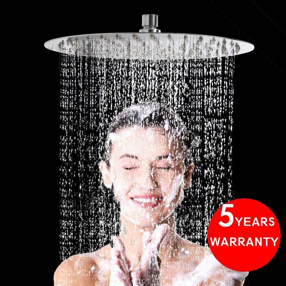 STARBATH Large 12 Inch Round Rainfall Shower Head Ultra Thin 304 Stainless Steel Rain Shower