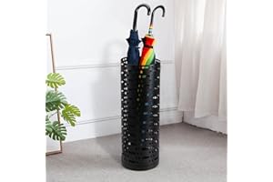 Abizarch Umbrella Stand Rack - Free Standing Round Metal Holder for Walking Sticks and Umbrellas - Waterproof Storage Bucket 
