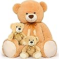 MorisMos 39" Giant Teddy Bears with Babies, Large Mom and 2 Baby Bears for Baby Shower, Big Bear Stuffed Plush for Christmas, Valentine's Day