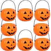 PATKAW Halloween Trick or Treat Pumpkin Bucket: 8 Pcs 8.5x5.5x4.5cm Halloween Pumpkin Bucket Jack O Lantern Candy Basket Mini Portable for Kids Party Supplies