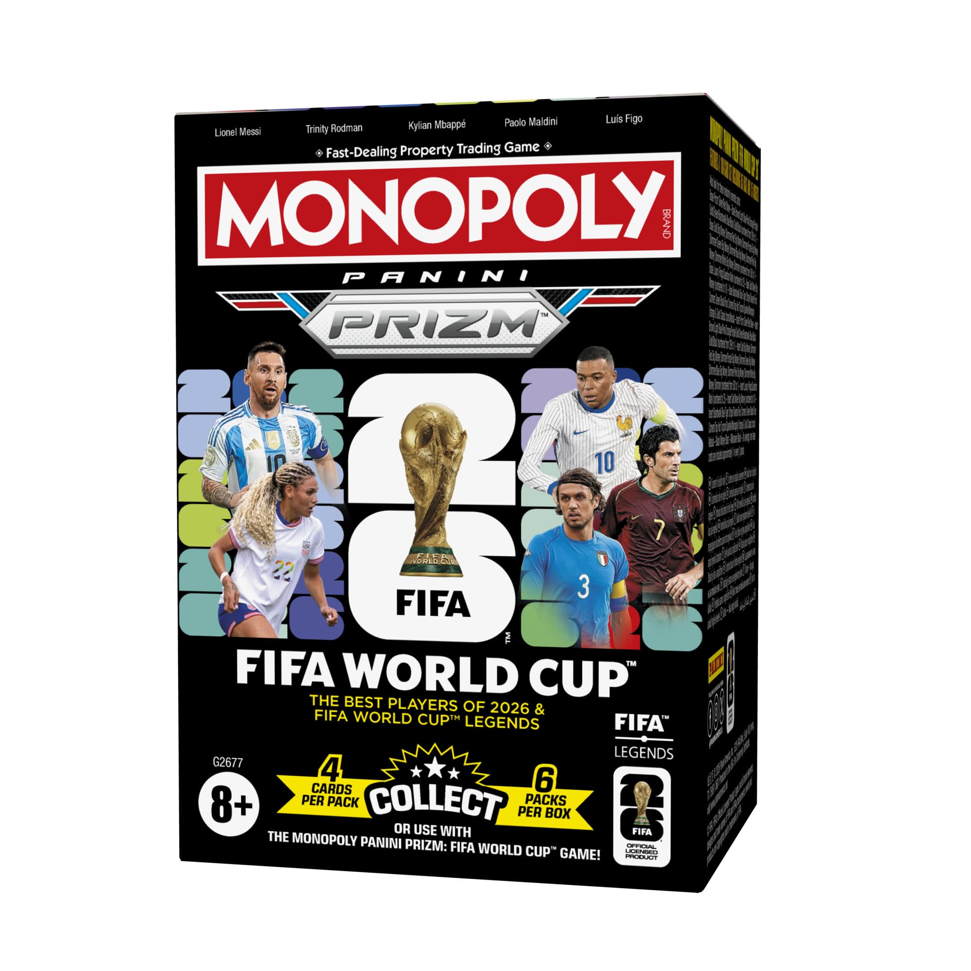 Monopoly Panini Prizm: FIFA World Cup Trading Cards Booster Box | Current Stars and FIFA World Cup Legends | Gifts for Soccer Fans