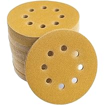 VFINE Lot De 100 Disques De Ponçage Ronds De 12,7 Cm Grain 40, 8 Trous, Papier Abrasif à Crochet Et Boucle Pour Ponceuse Orbitale Aléatoire