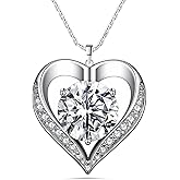 Moissanite Necklace for Women, 925 Sterling Silver Heart Necklace, Hypoallergenic Diamond Pendant Necklaces Jewelry Anniversary Brithday Gifts for Women Wife Girlfriend