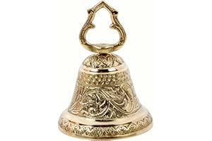 HANDCRAFTED TRADING CO. 6.5" Brass Hand Bell Scenic Design Brass Bells Wedding Bell Call Bell Christmas Bell