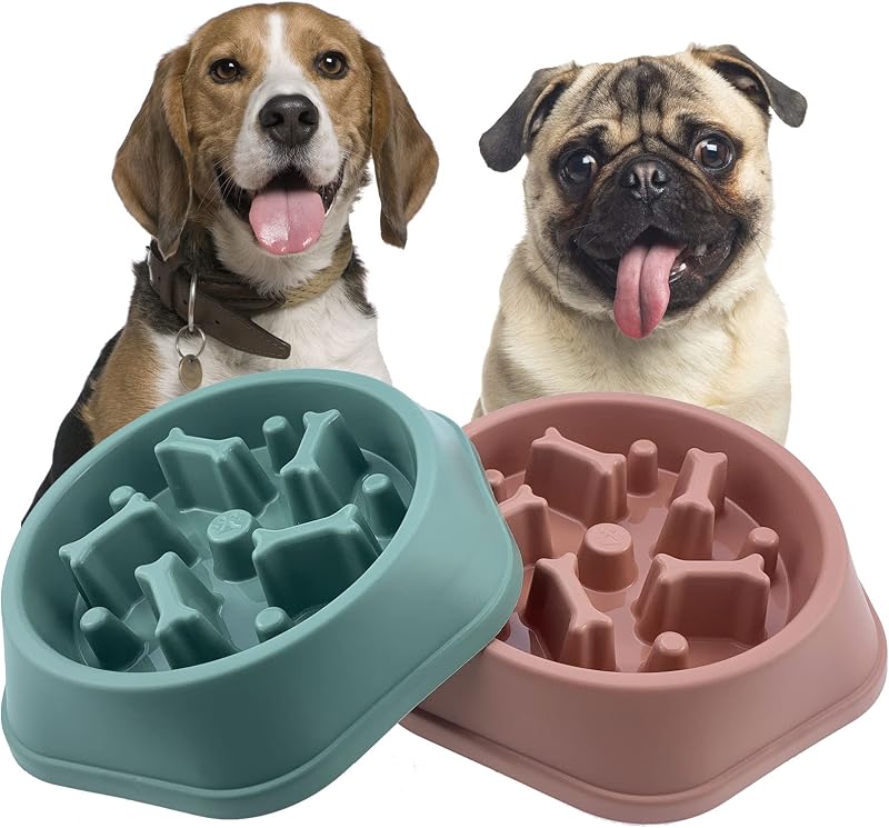 CAISHOW Slow Feeder Dog Bowl for Small Medium Dogs Non-Slip 9.25x8.85x1.96 in