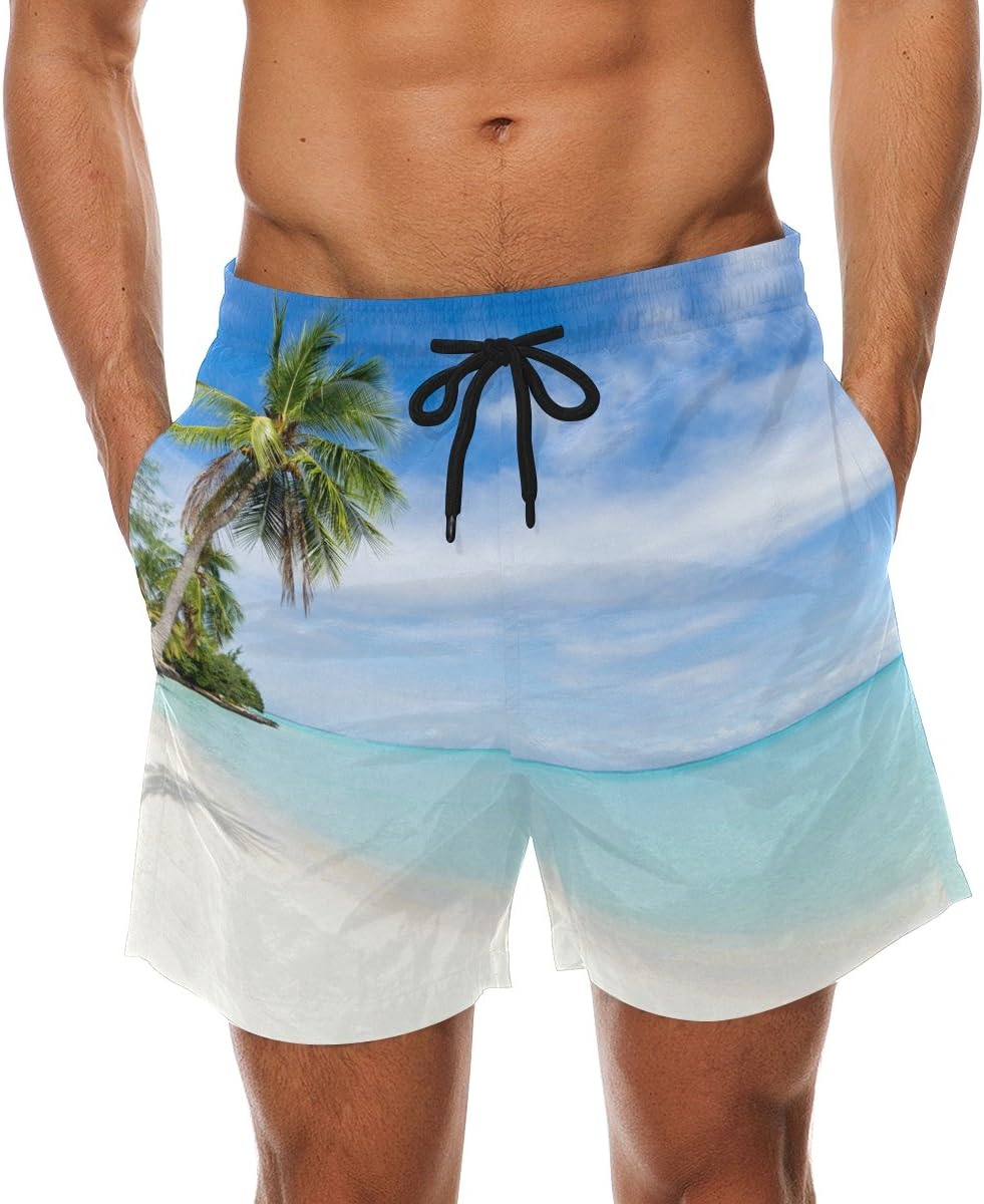 DEZIRO Blue Sand Beach Men's Swim Trunks Beach Pants Beach Trunks Quick Dry Beachwear