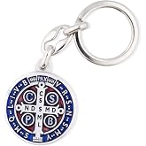 Saint Benedict Medal Key Chain with Colored Enamel