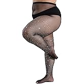 DUCMODA Queen Plus Size Rhinestone Fishnet for Women, Super Strong 10X Sparkle Tights, Women Sparkly Party Concert Stockings