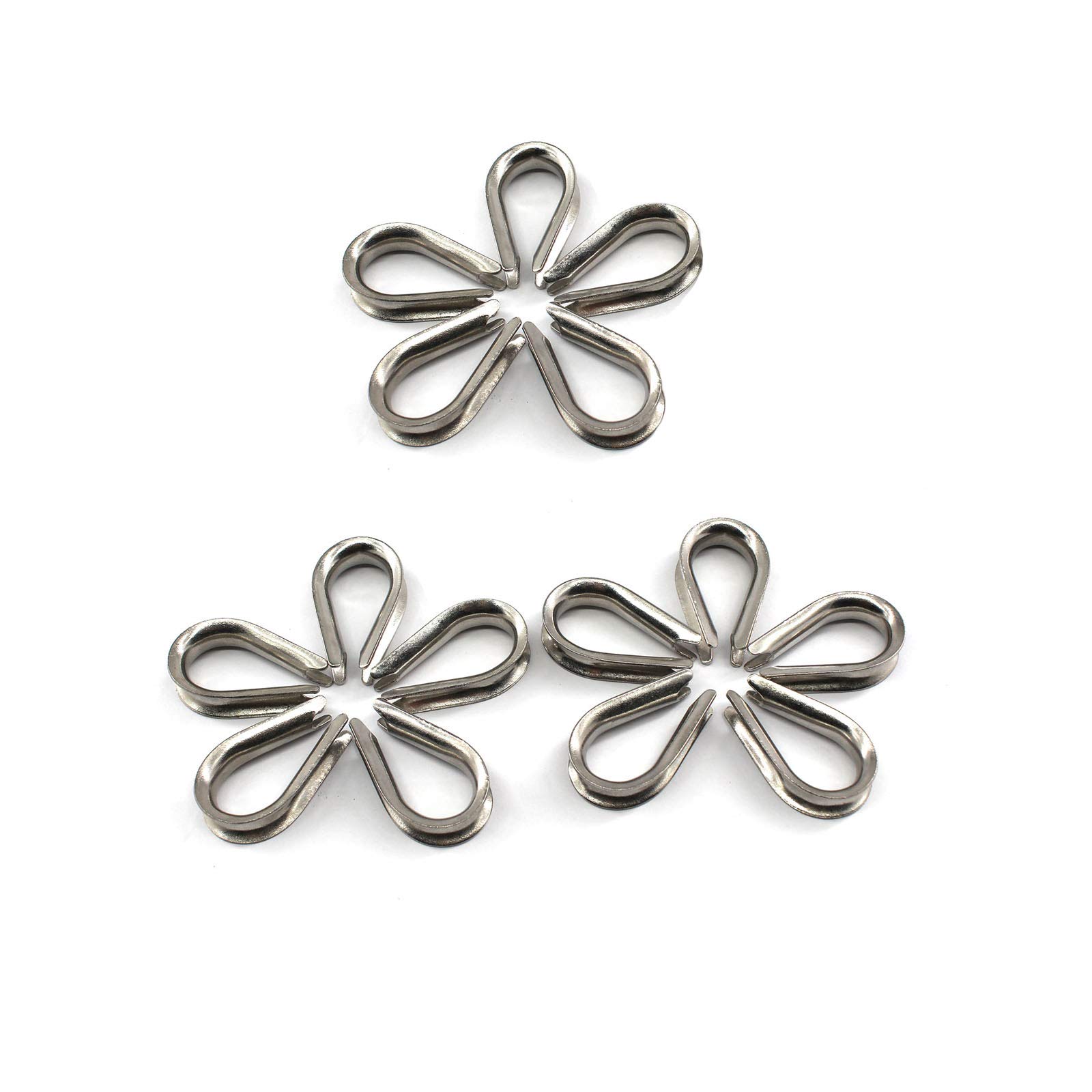 15 pcs M8 304 Stainless Steel Thimble for Wire Rope Cable Wire Ring-shaped Thimble