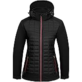 Little Donkey Andy Women's Lightweight Insulated Hybrid Jacket for Hiking Running Ski Thermal Warm with Removable Hood