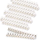 Weewooday 10 Pcs 12 Position Terminal Block, 10A 380V Screw Terminal Strip | 10A 380V Rated, White Barrier Blocks for Home Wiring, Dual Row Screw Terminal Strip
