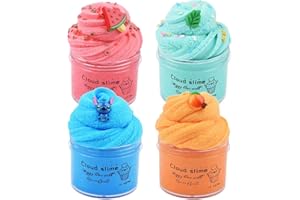 EIAOIUSIA 4 Pack Cloud Slime Kit,Bule,Red,Orange Colorful Scented DIY Mini Slime Supplies for Kids, Best Birthday Gift Stress Relief Toy for Kids Education, Party Favor