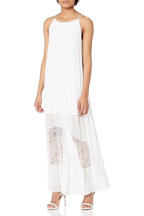 white pleated maxi dress