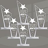 Roowest 6 Pcs Employee of The Month Plaque Trophy Employee Month Appreciation Award Gifts Bulk Coworker Acrylic Trophy Reward Sign Keepsake for Teacher Nurse Colleague Staff Volunteer Team Office