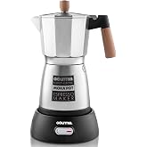 Gourmia Electric Moka Pot Espresso Maker &ndash; 6 Shot Italian-Style Coffee Brewer, 550W Detachable 360&deg; Cordless Base, Food-Grade Aluminum, Beechwood Handle