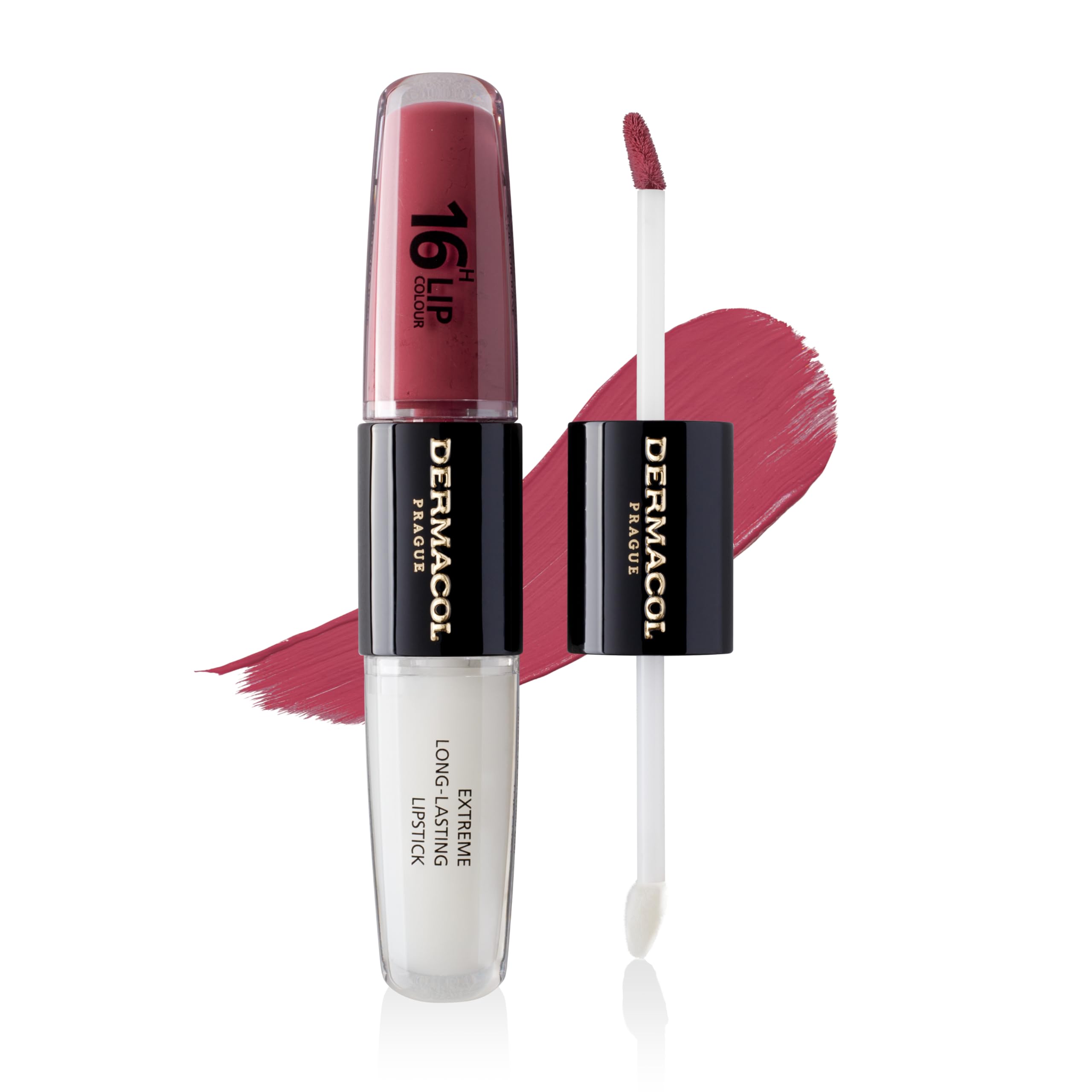 NEW Dermacol - 16-Hour Lip Colour, Highly Pigmented Glossy Lip Stain, Two-Phase Lip Plumper Gloss, Kissproof Lip Makeup Products with Matte and Glitter Finish, n.28