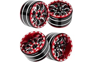 RCARMUBWOW RcarmumbWow 1.9IN Beadlock Wheels Adjustable 4 Offsets for 1/10 SCX10 TRX4 TRX6 Gen8 D90 VS4-10 MST CFX RC Crawler Car,RC 1.9 Beadlock Rims 1.9 Beadlock Wheels Adjustable Rims,4Pack,Red