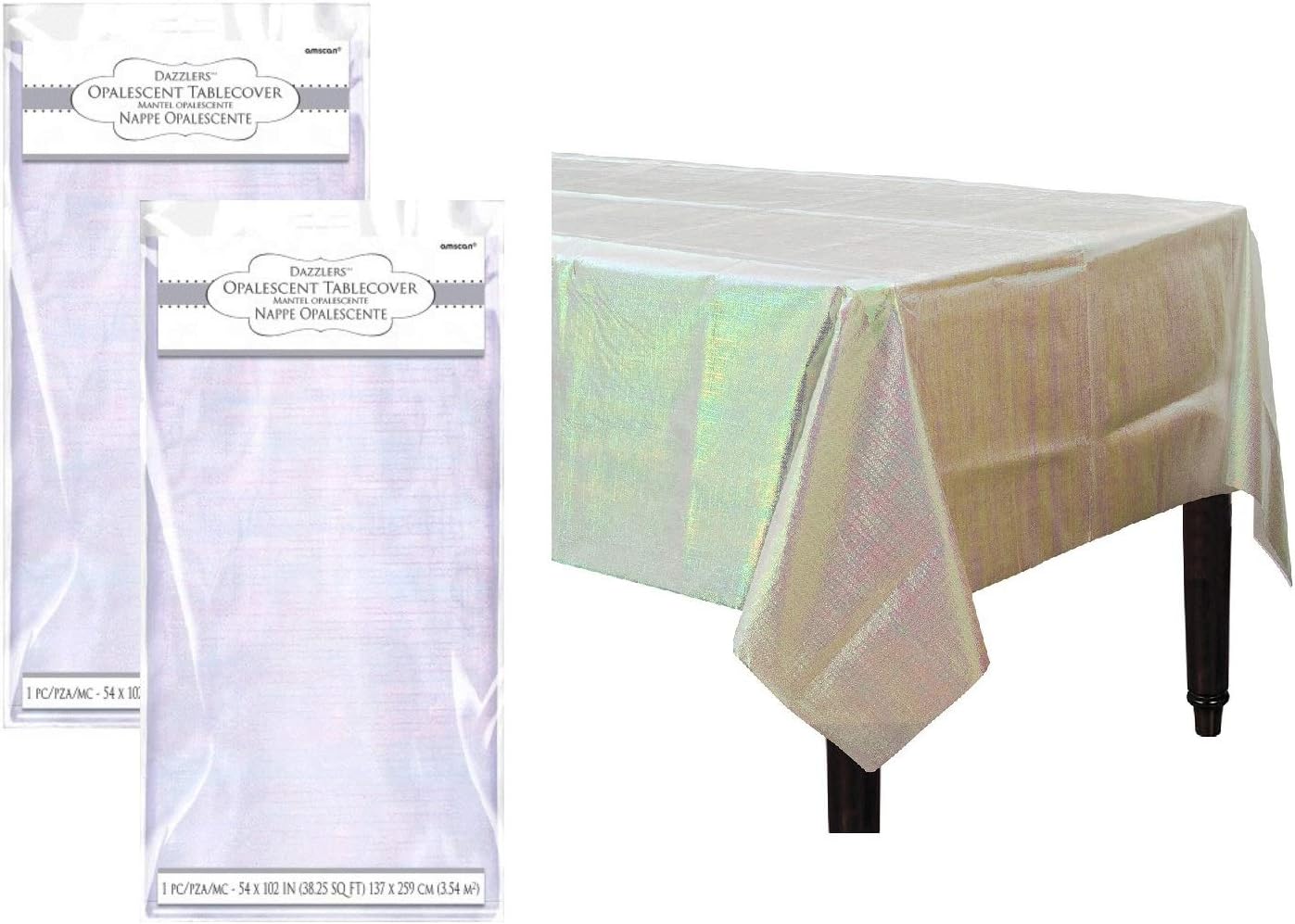 Iridescent Party Decorations Opalescent Shiny Table Covers Pack of 2
