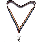 Rainbow Badge Lanyard with Key Chain Progress Pride Flag LGBTQ Long Neck Lanyard Key Chain, Cool Lanyard Key Lanyard Rainbow Lanyard with Badges Holder Gay Pride Flag Lanyard for Keys Neck Lanyard