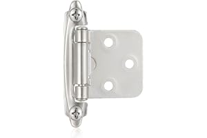 Vallecloud 4 Pack (2 Pair) Brushed Satin Nickel Self Closing Cabinet Hinges for Flush Mount Kitchen Cabinet Door, 1/2" Overlay (Variable) Face Frame Semi Concealed Kitchen Cabinet Hinges