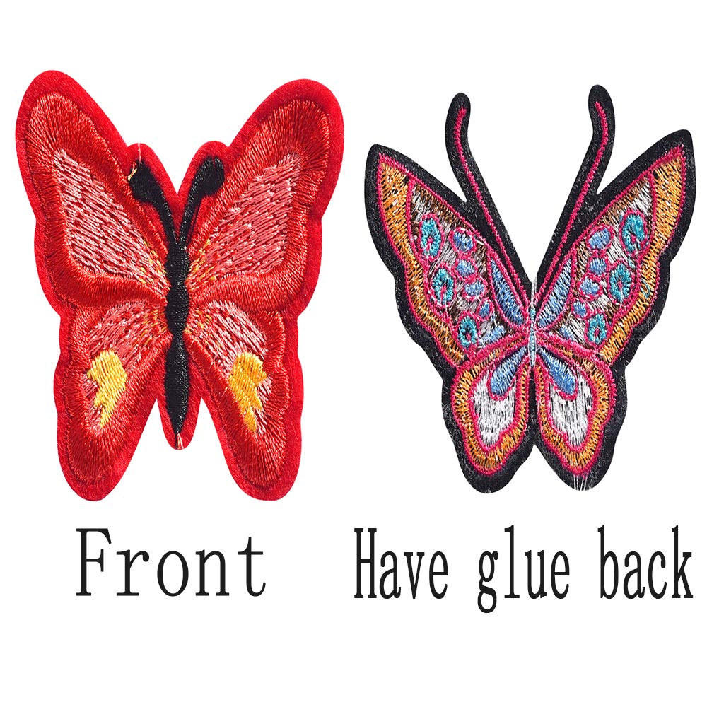 Isense Iron/Sew on Embroidered Butterfly Patches Assorted Bees Cicadas Patches for Jeans Jackets Shirts Backpack Shoes Perfect DIY Decoration Accessory