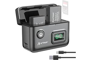 Artman EN-EL14 EN-EL14a Battery 1600mAh (2-Pack) and 2-Slot Charger with LCD Display for Nikon D3100 D3200 D3300 D3400 D3500 