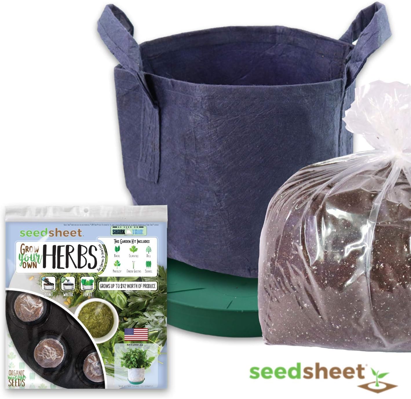 Home Garden Seeds โ Seedsheet Grow Your Own Organic Gardening Pods โ Eco Friendly Ingredients โ Full Kit โ Includes Soil (Herbs)